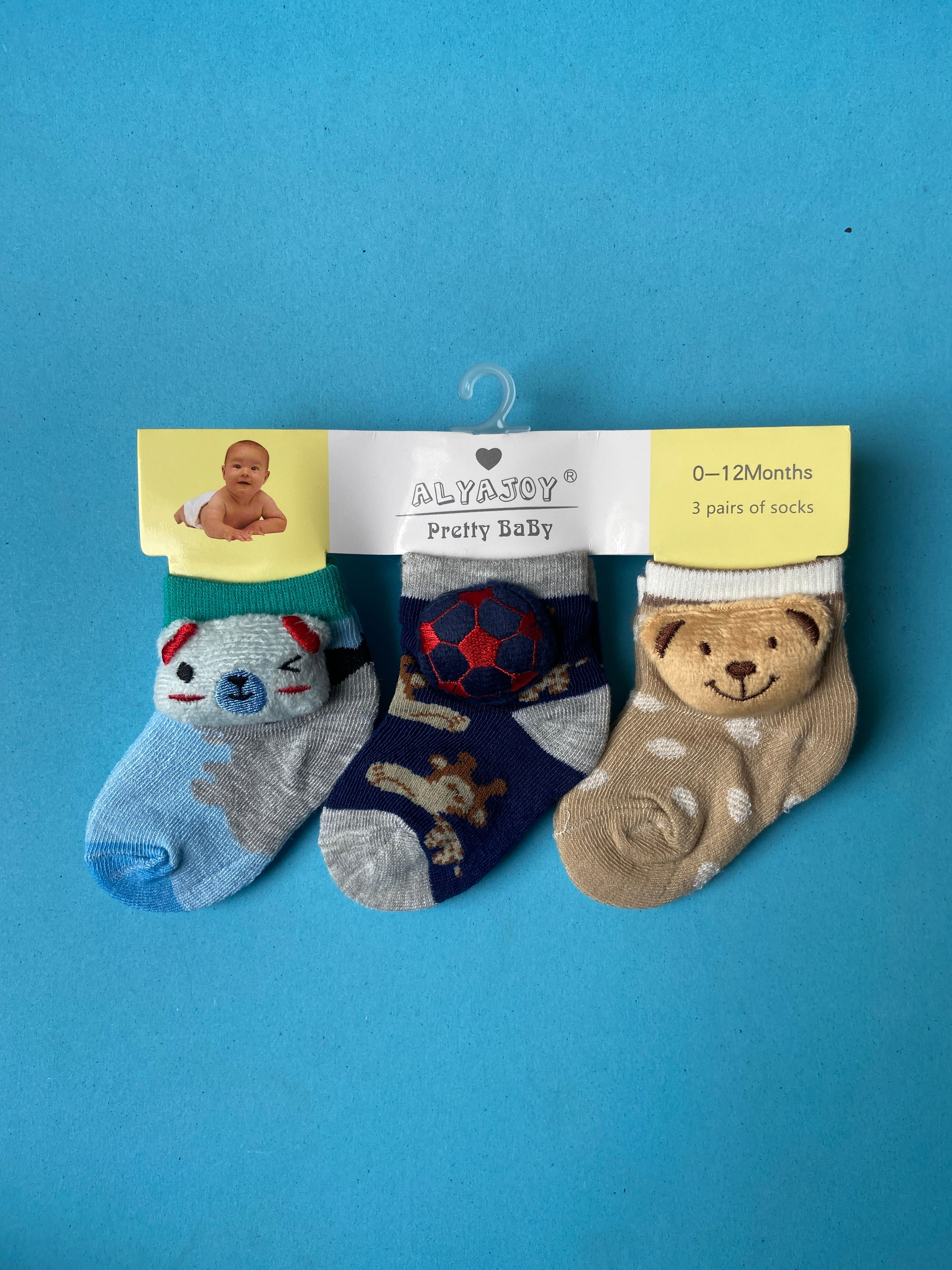 SH539-pack of 3 Winter Baby Socks - 0-6M